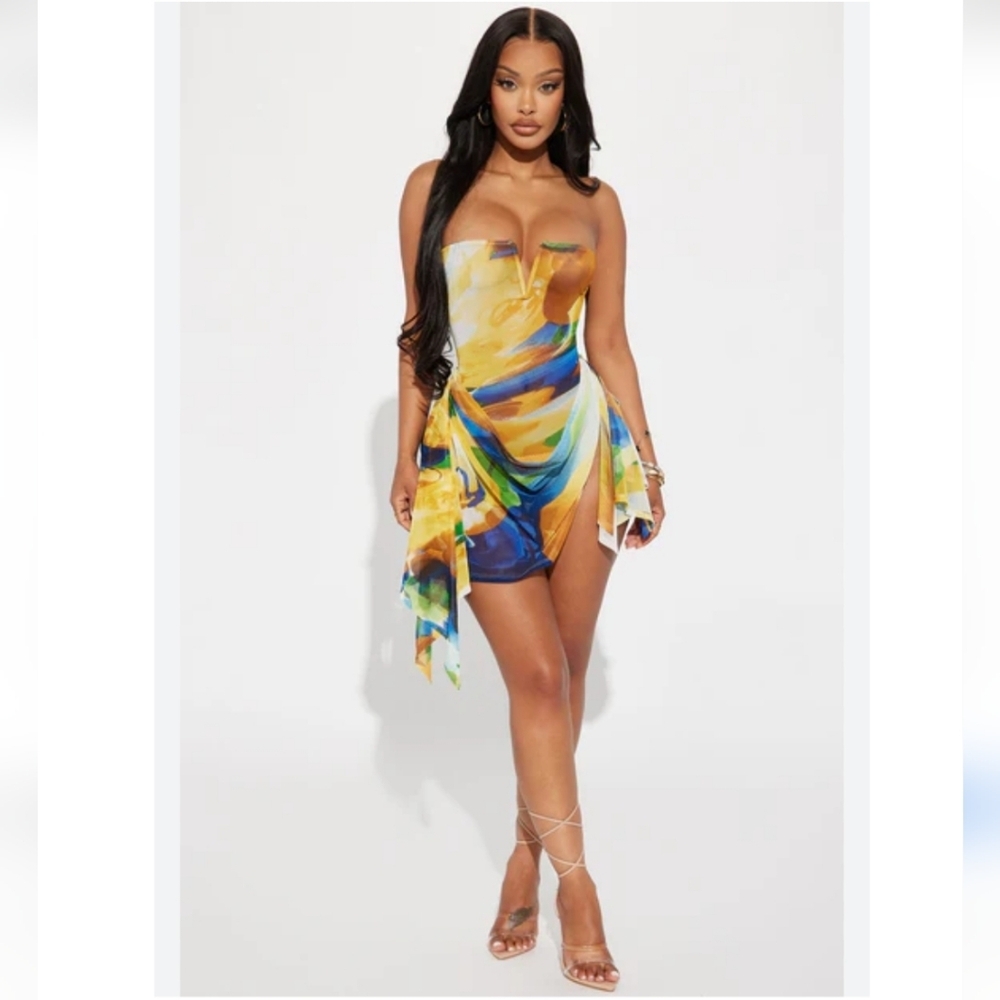 Fashion Nova Staying Out Multi Color Mesh Mini Dress